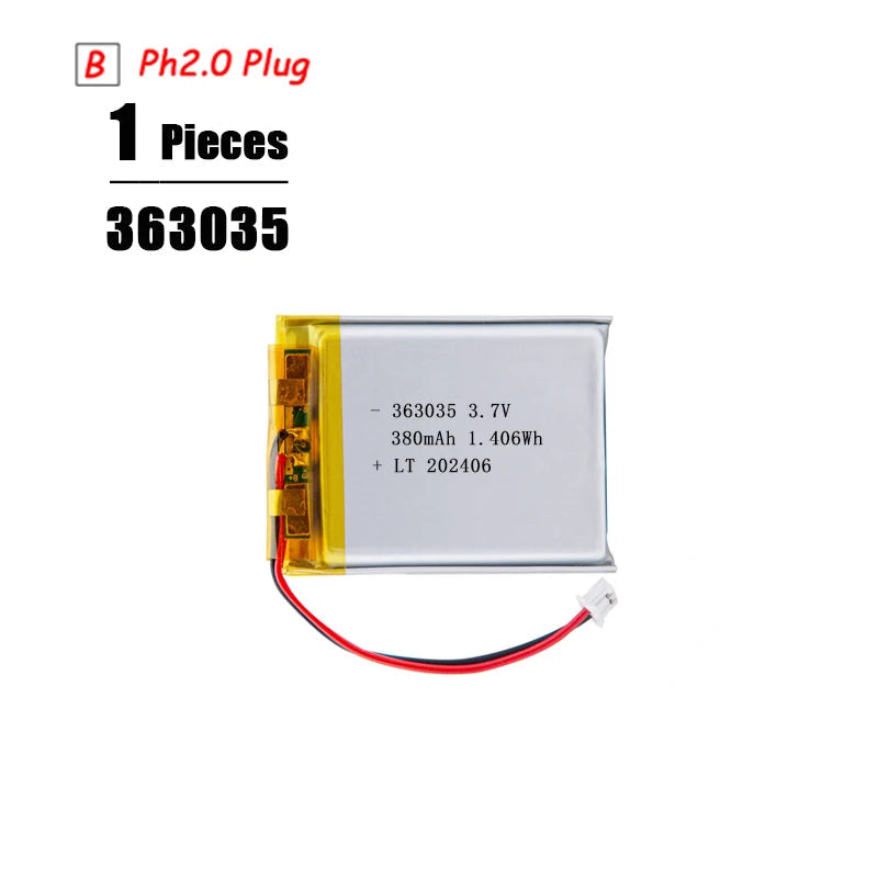 3.7V Lipo Battery Ph2.0 Plug Rechargeable Lithium Battery 3.7V For PS4 Humidifiers GPS Navigation  Bluetooth Speaker MP3 MP4 