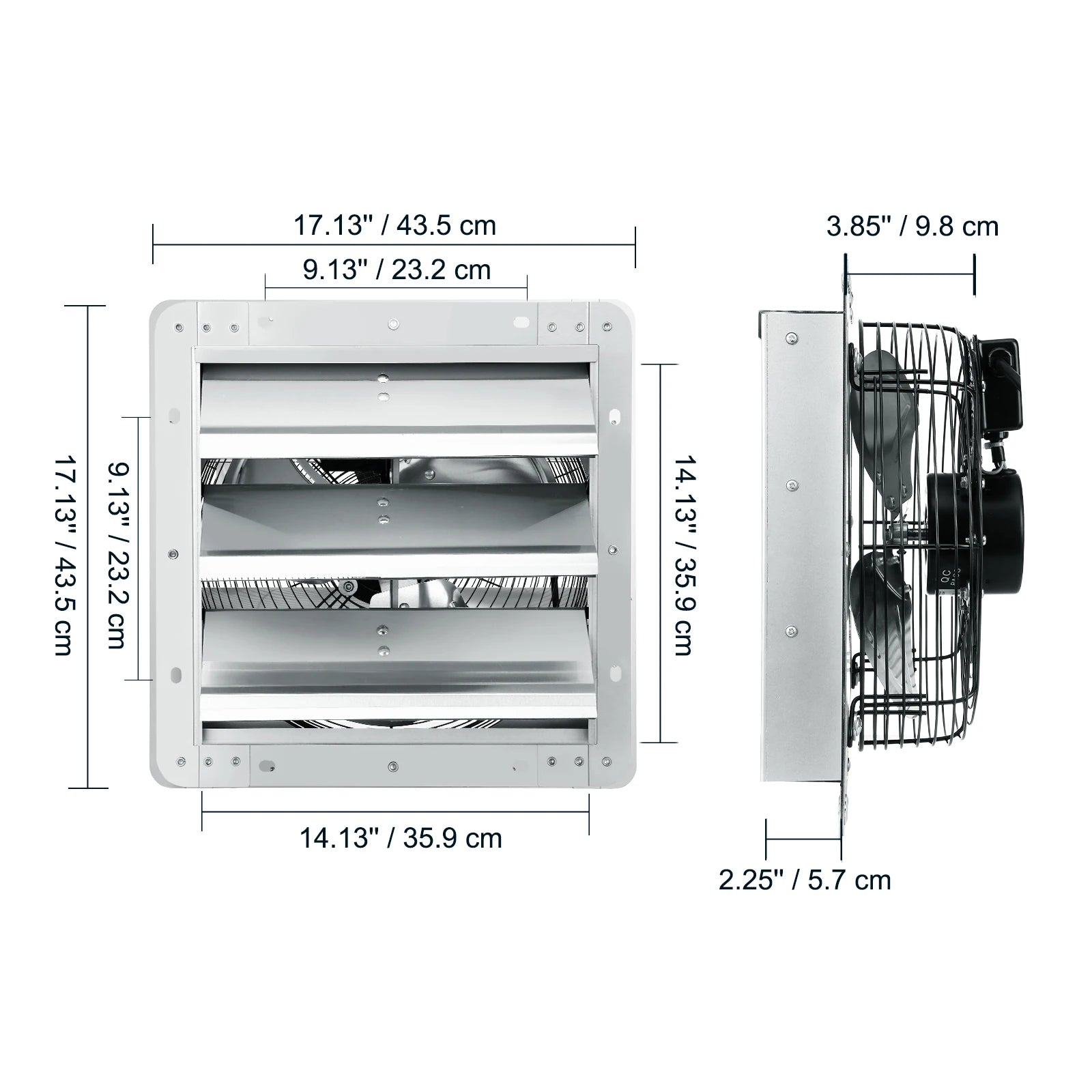 SucceBuy Shutter Exhaust Fan AC/ EC-motor 10-Speed Adjustable Wall Mount Attic Ventilation and Cooling for Greenhouses Garages