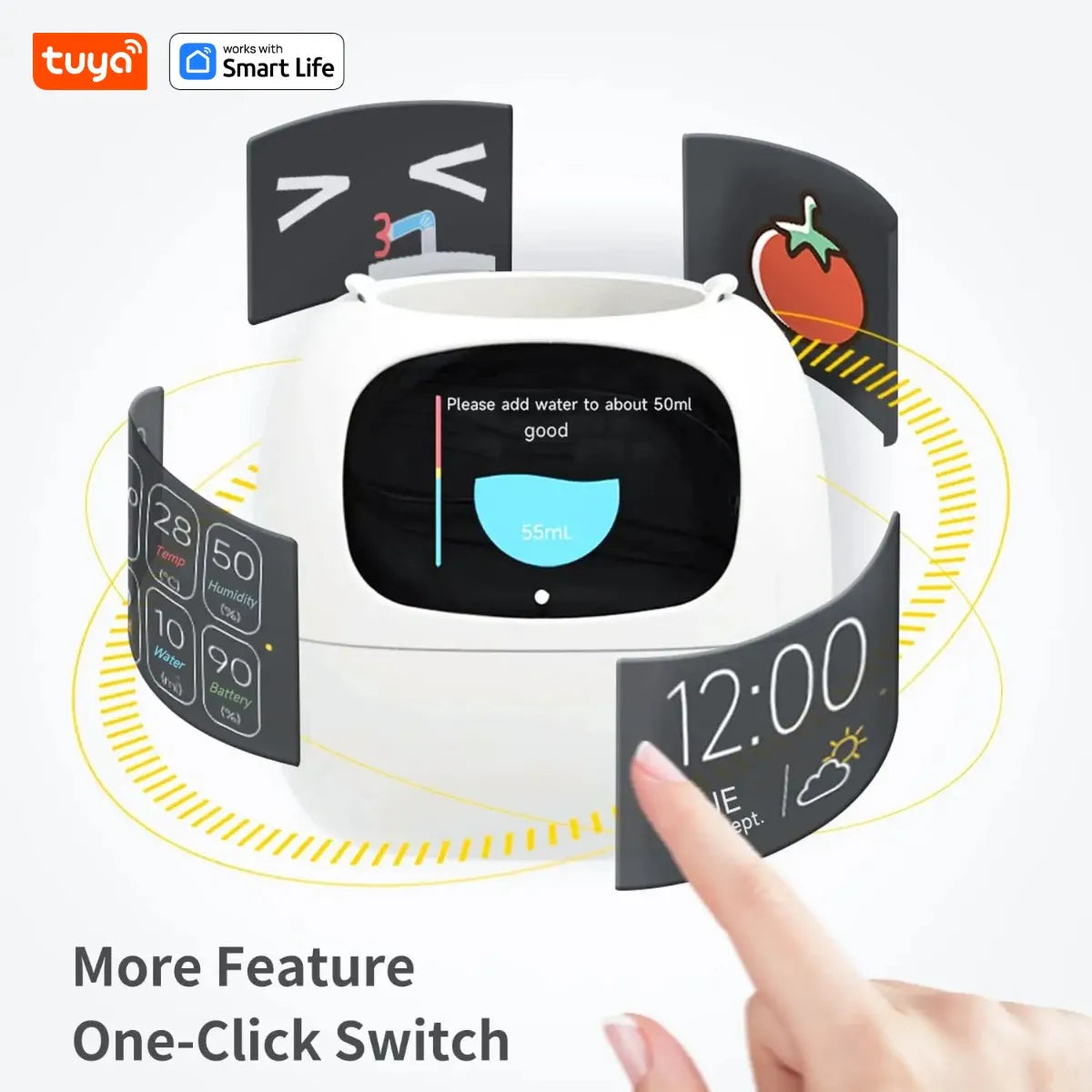 Pink Smart Planter with Expression Display