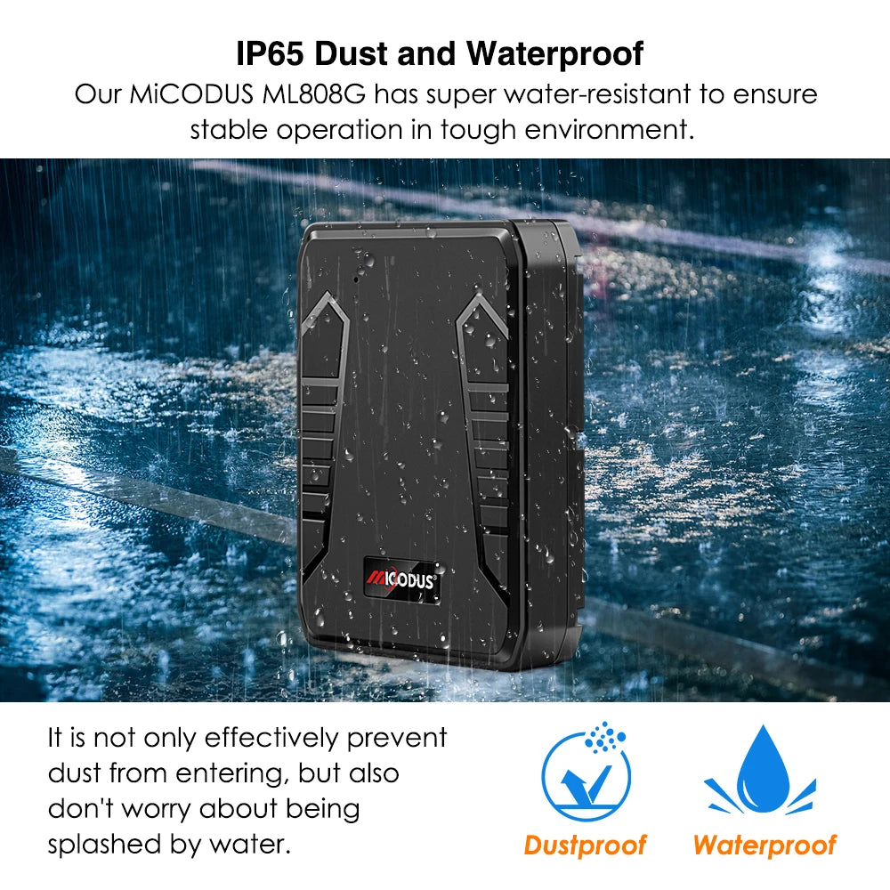 4G MiCODUS GNSS Locator ML808G 10000Mah Magnet Asset GPS Tracker Vehicle Waterproof Geo-fence Lifetime Free APP