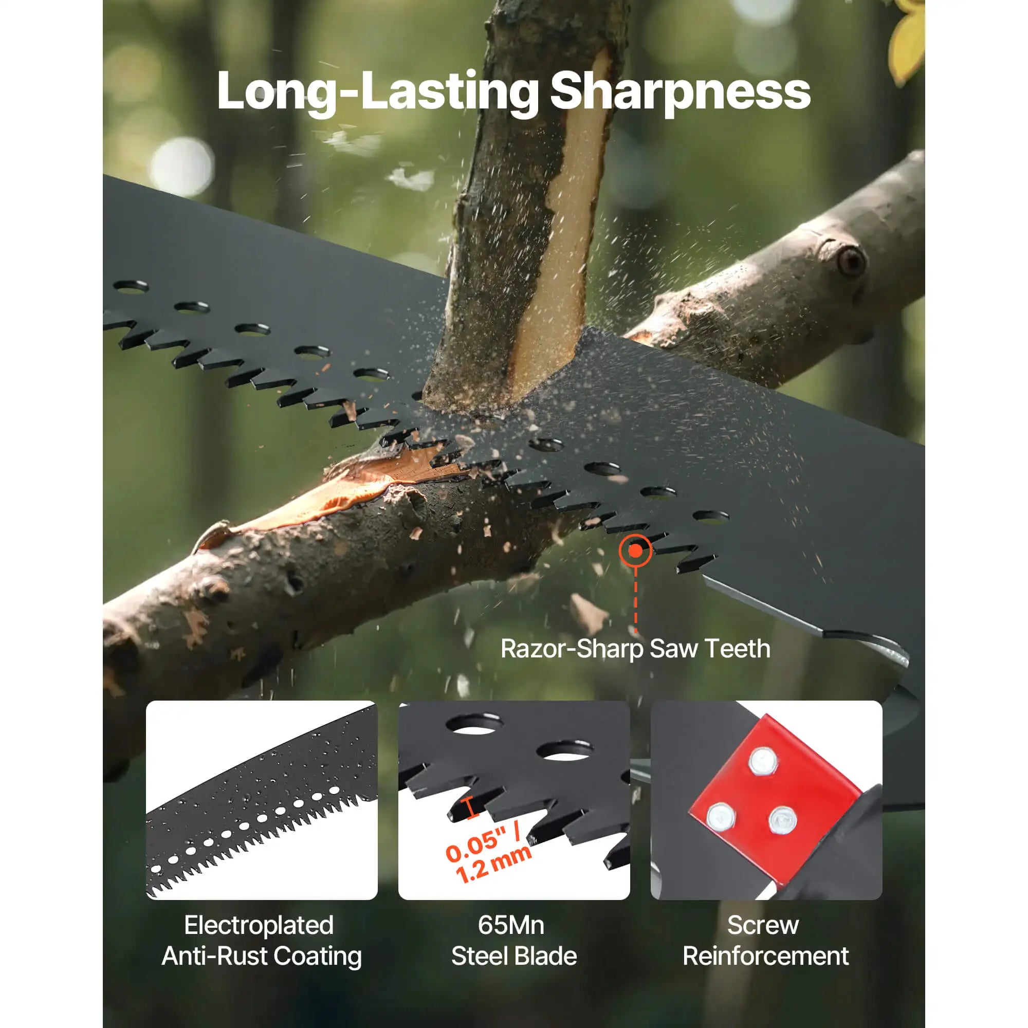 SucceBuy manuálny pílka na stĺp Pole Saw 3,87–27 ft Rozšíriteľná vetvička Pruner ostrý 65Mn oceľový list Sklenená sklenená násada na tyč pre strihanie vysokých konárov