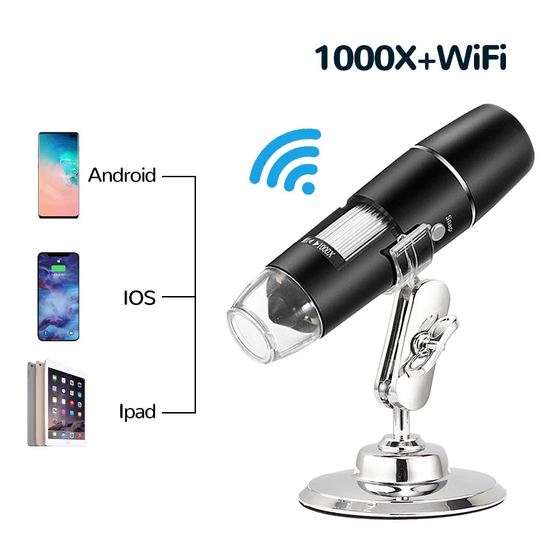 Digital Microscope & Stand, X4D USB or W01/W05 Wi-Fi