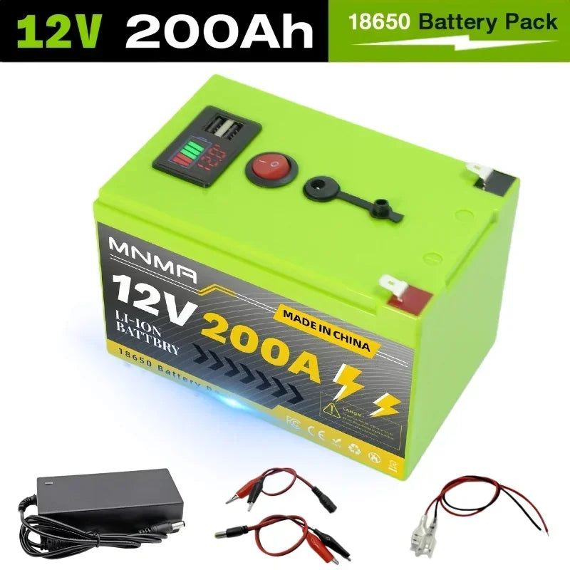 12V 200Ah LiFePO4 Solar-Batterie, Tiefzyklus Wiederaufladbare integrierte BMS Lithium 200000mAh für Power Wheels, Scooter, Fischfinder