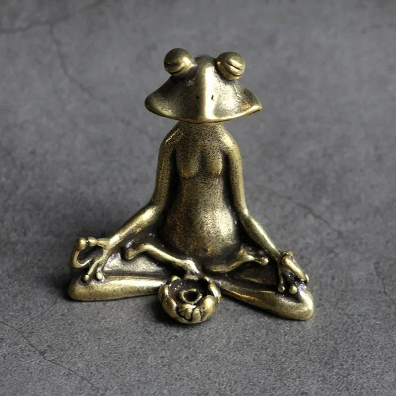 Retro Copperware Incense Socket Zen Frog Ornaments Solid Pure Copper Frog Tea Pet Incense Holder Ornaments 