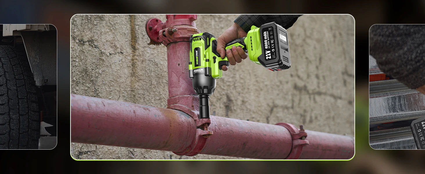 1200Nm 1/2 Inch Cordless Impact Wrench with 2 x 4.0Ah Batteries
