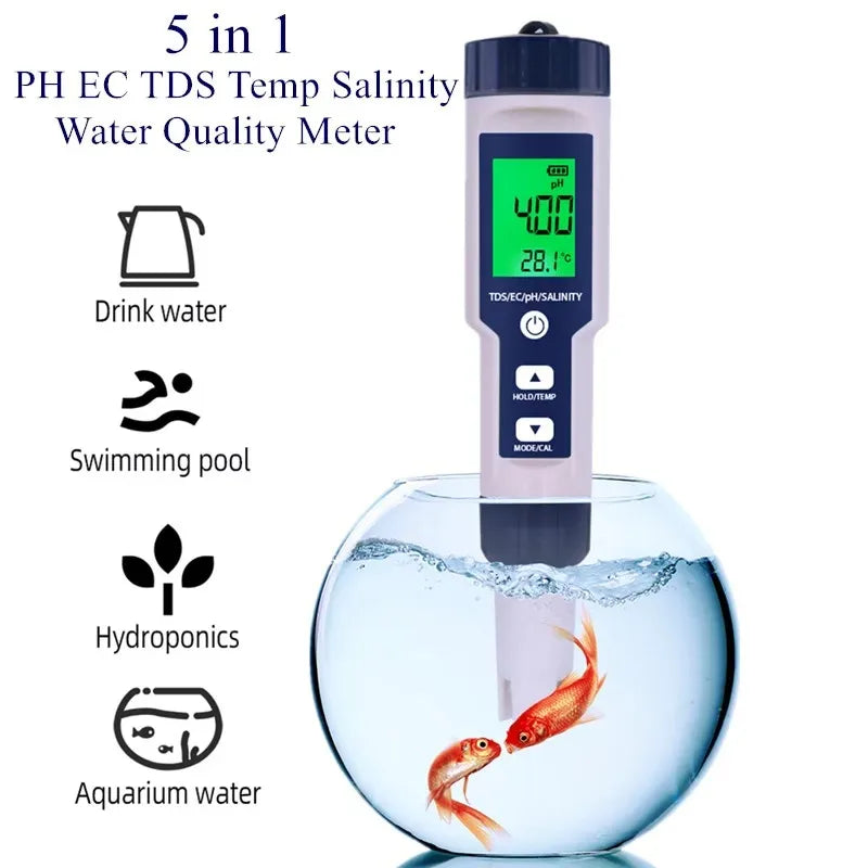 Five-in-One Digital Water Quality Tester