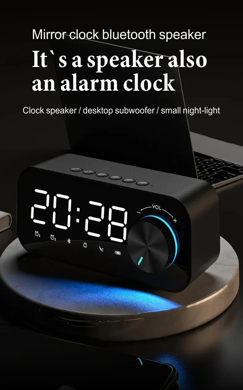 Bluetooth ébresztőóra hangszóró FM rádióval és LED kijelzővel