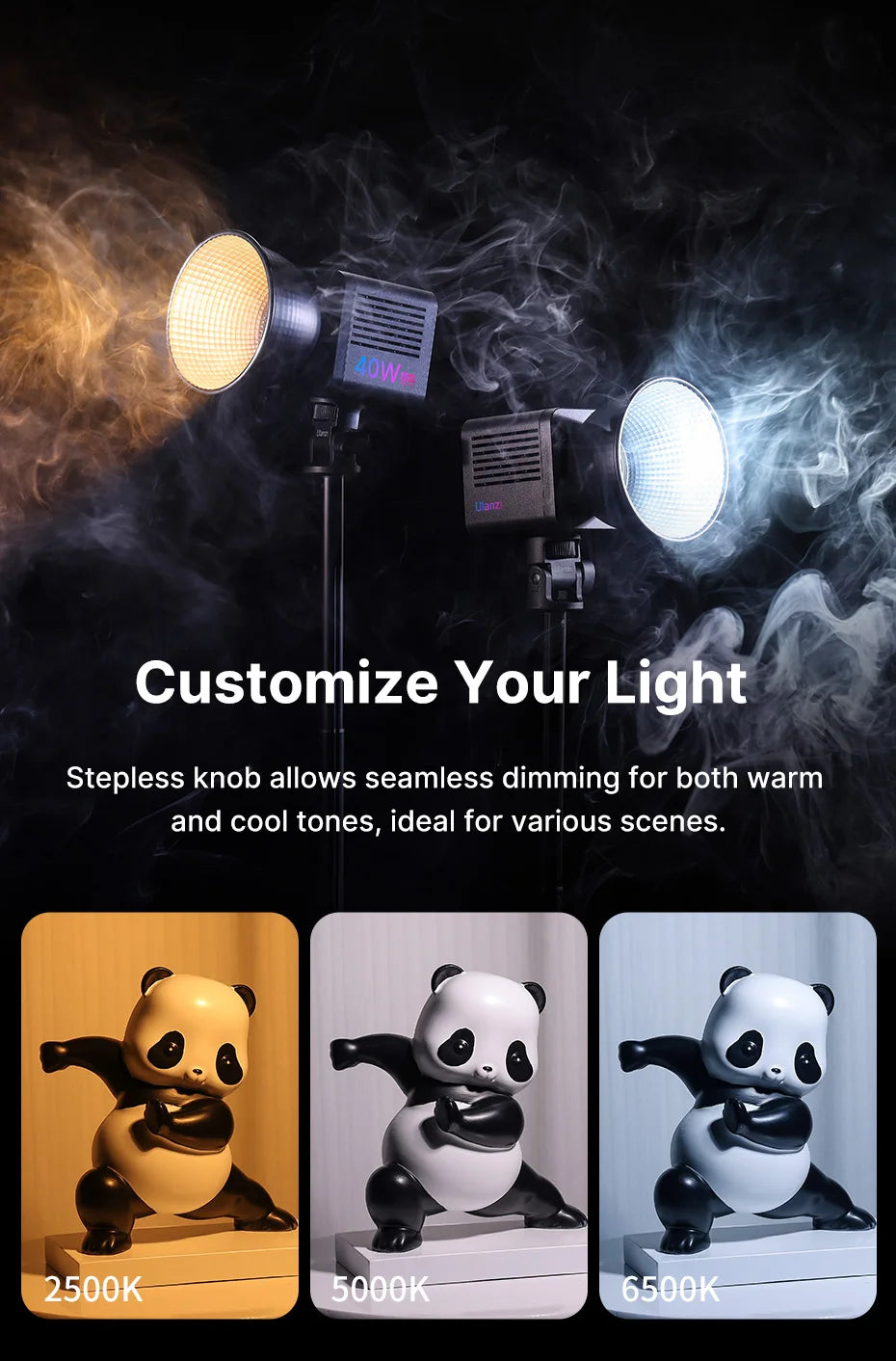 Ulanzi L024 40W RGB Mini Bowens Montajlı Video Işığı