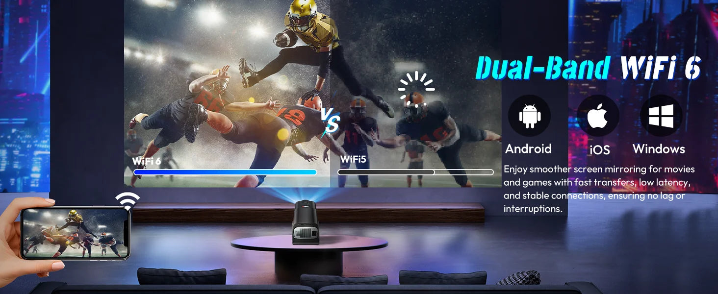 XGODY Projecteur Intelligent Portable 12000LM avec WiFi 6