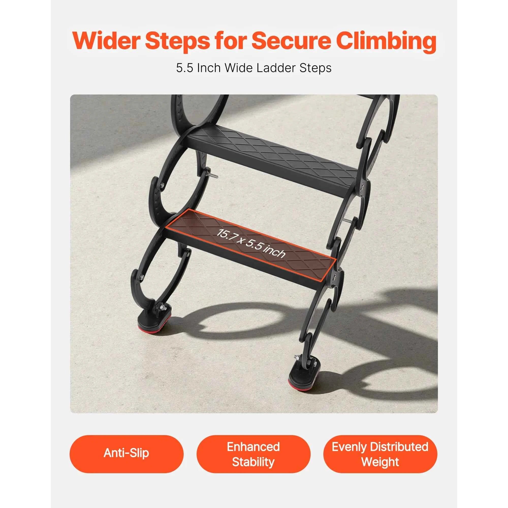 VEVOR Attic Ladder Wall-Mounted 660 LBS Capacity Fits 9.5 to 10 ft Ceiling Height with Handrails for Attics Garages Basements