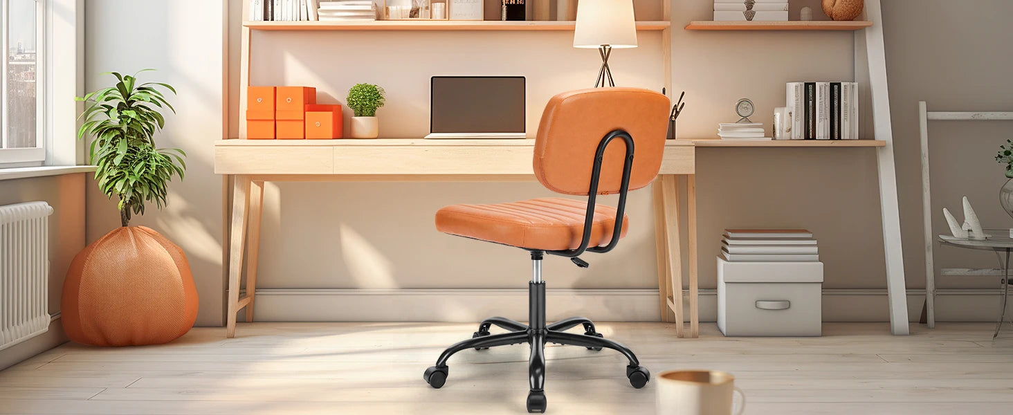 Armless Office Desk Chair with Lumbar Support & Swivel Wheels