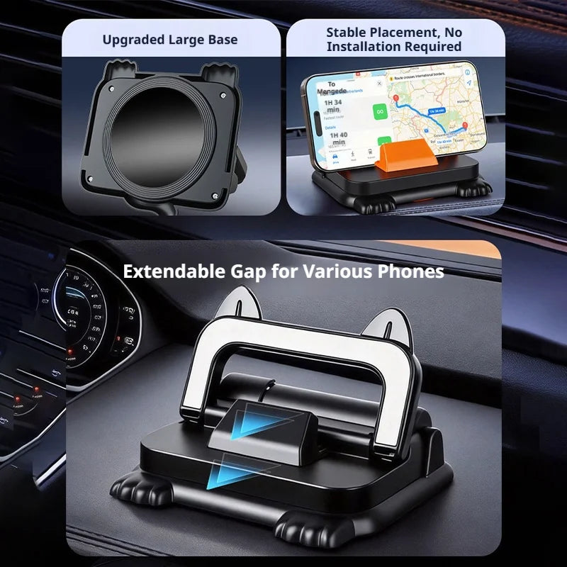 Car Phone Holder Dashboard Mount with Auto Lock and Silicone Grip