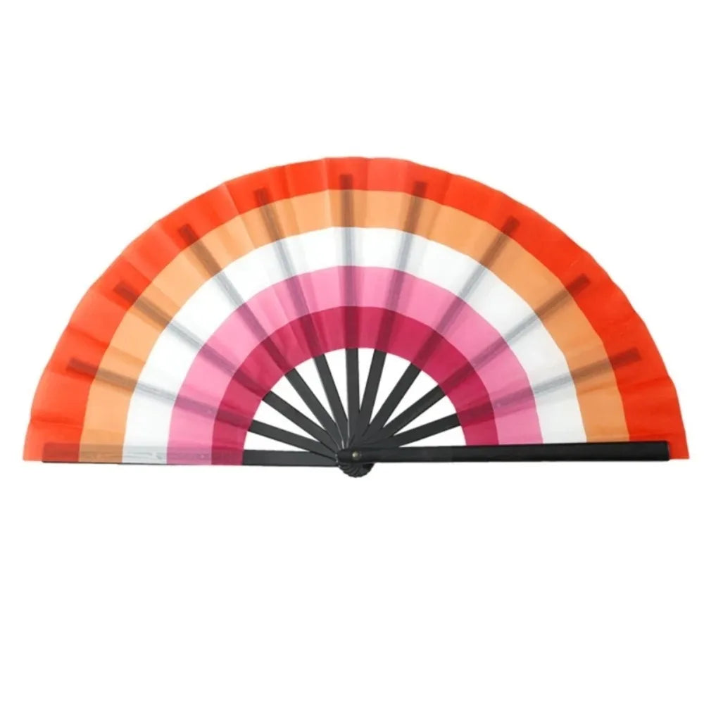 Leque de kung fu dobrável de plástico colorido, 33 cm