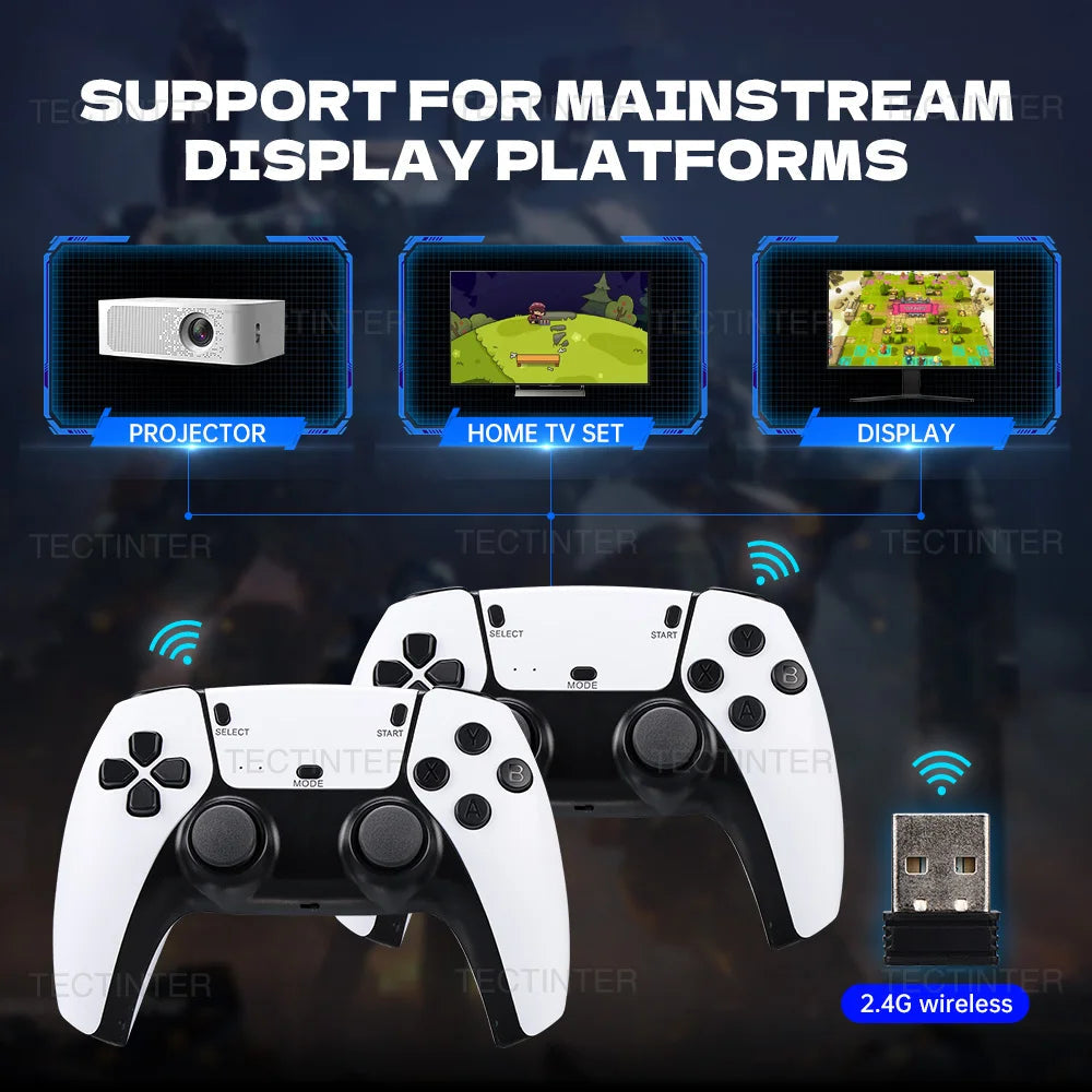 M15 4K Game Stick TV Video Game Console 64G Built-in 20000 Games Retro Handheld Game Player With Wireless Gamepad Controller 