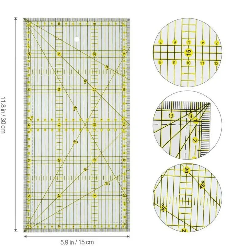 Quilting-gitterregel, 15 × 30 cm