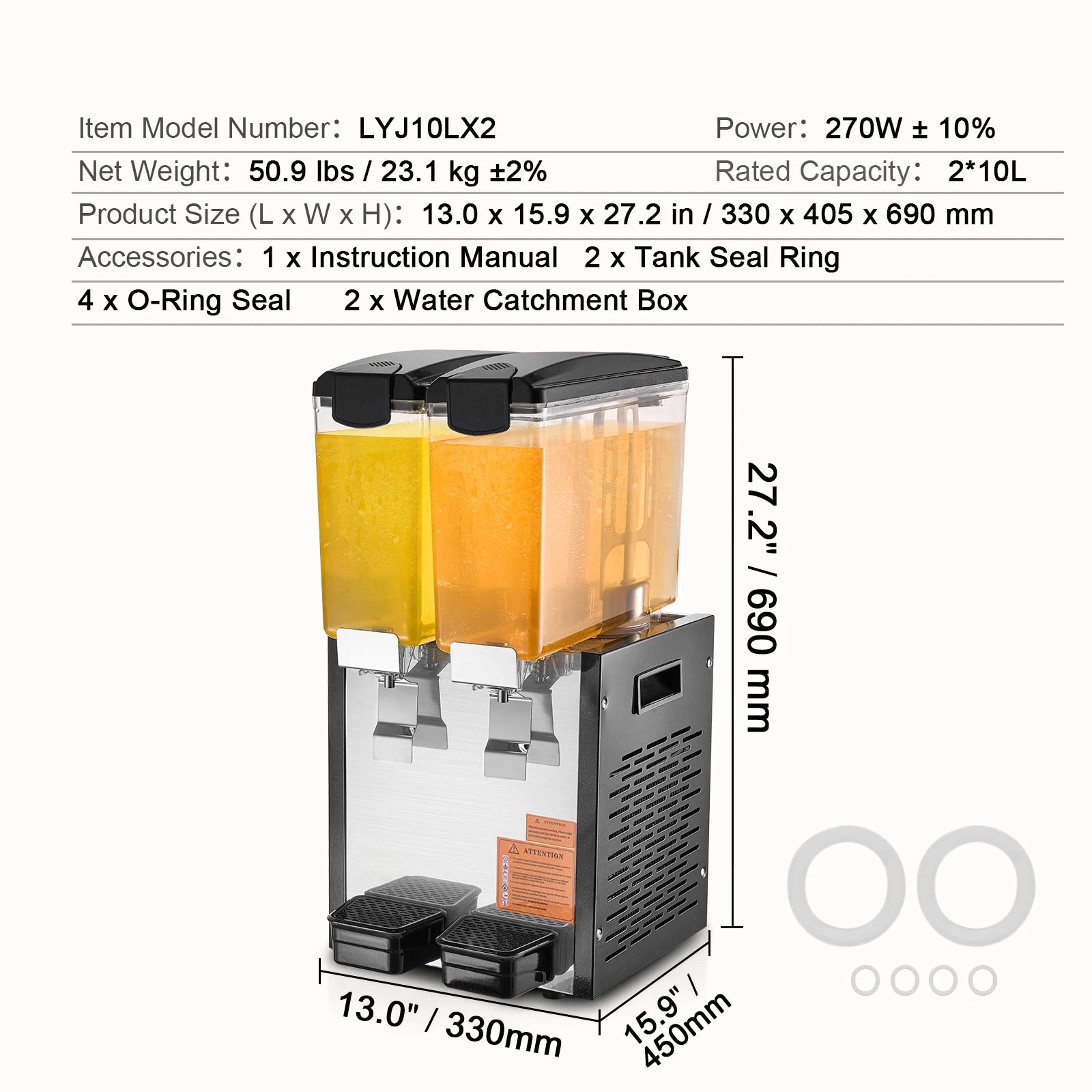 Kommersiell dryckesdispenser 10L–18L rostfri kylmaskin