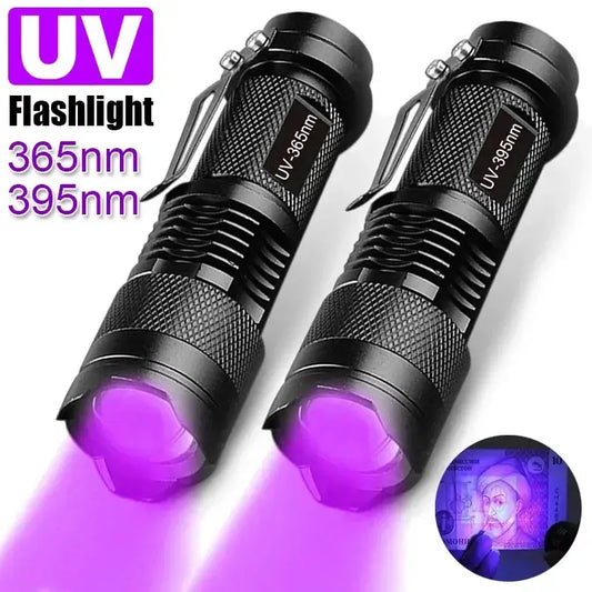 UV Flashlight LED Ultraviolet Torch Zoomable Mini Ultra Violet Lights 395/365nm Inspection Lamp Pet Urine Stain Detector Tools Spy-shop.com