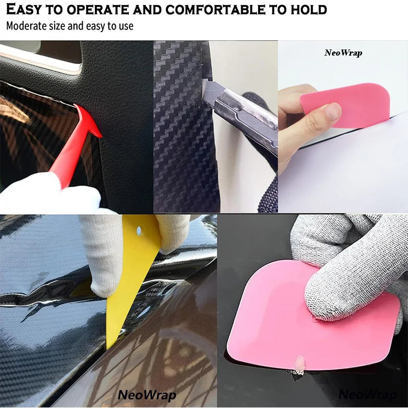 Car Film Wrapping Tool Kit Window Tinting Tools Vinyl Wrap Felt Squeegee Wrap Stick Vinyl Cutter Utility Knife Plastic Scraper