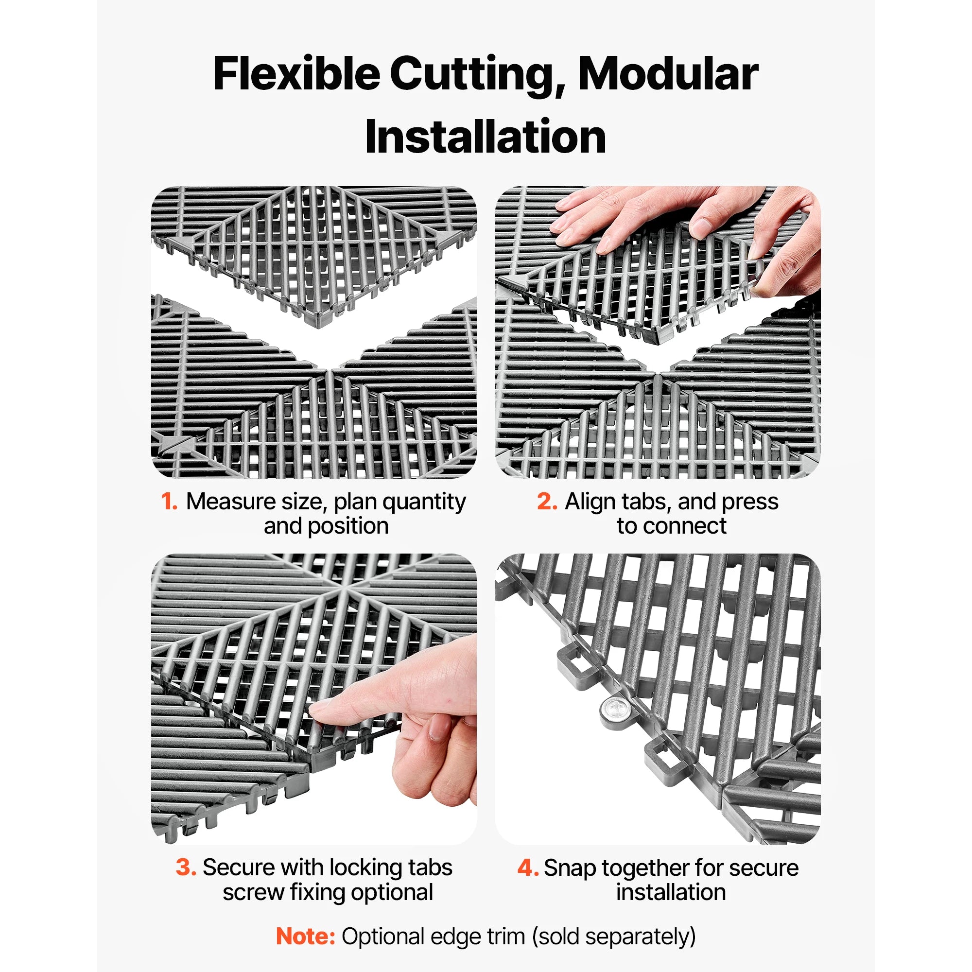 Interlocking Drainage Floor Tiles 12x12 Non-Slip Modular Mats