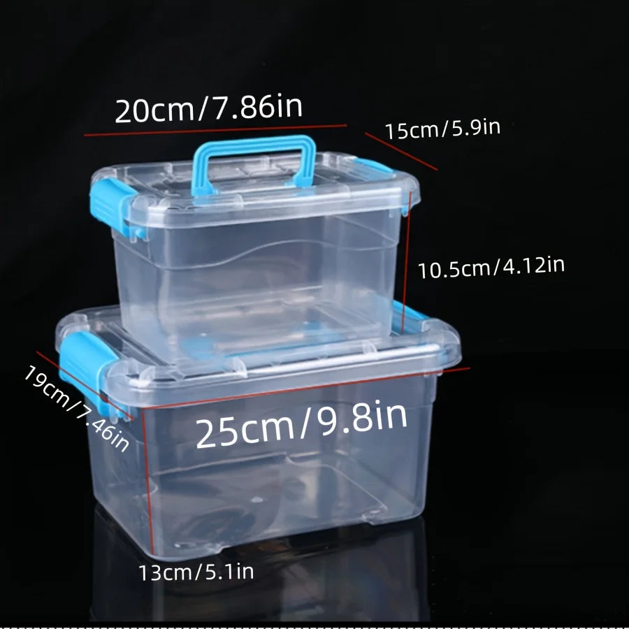 Clear Lidded Storage Boxes with Handles, Set of 2