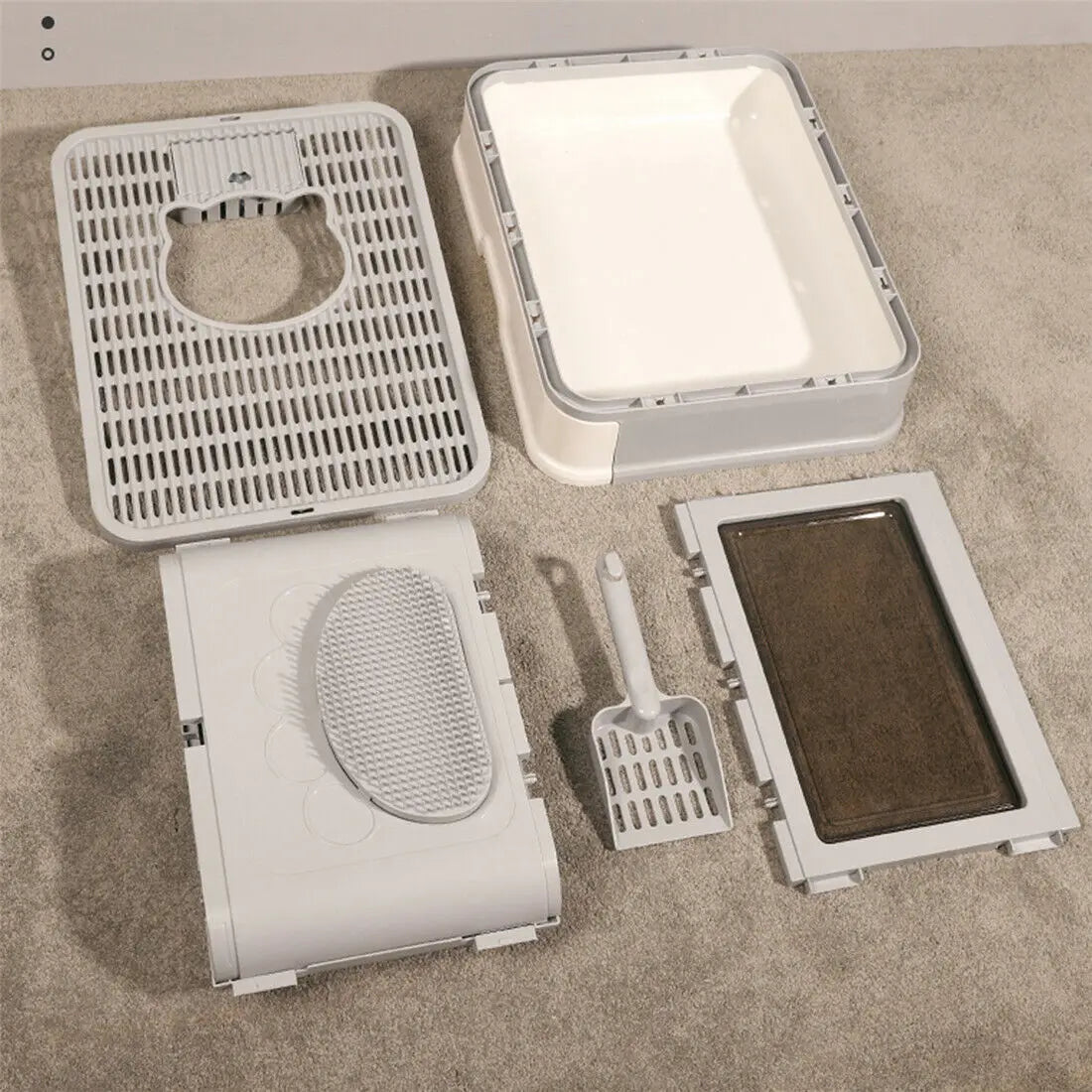 Foldable Cat Litter Box with Front Entry and Top Exit