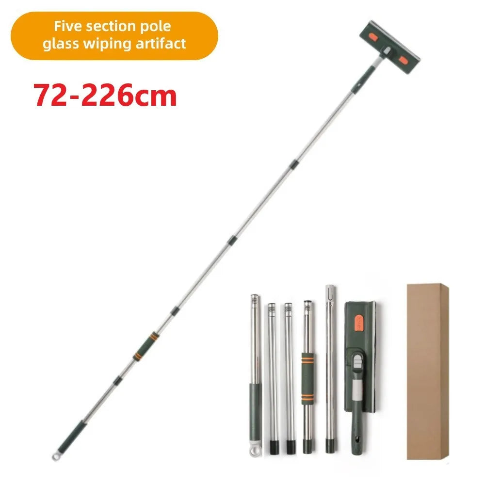 72-226CM Extended Window Cleaning Tool Glass Cleaner Mop with Silicone Scraper Window Cleaning Brush Household Cleaning Tools 