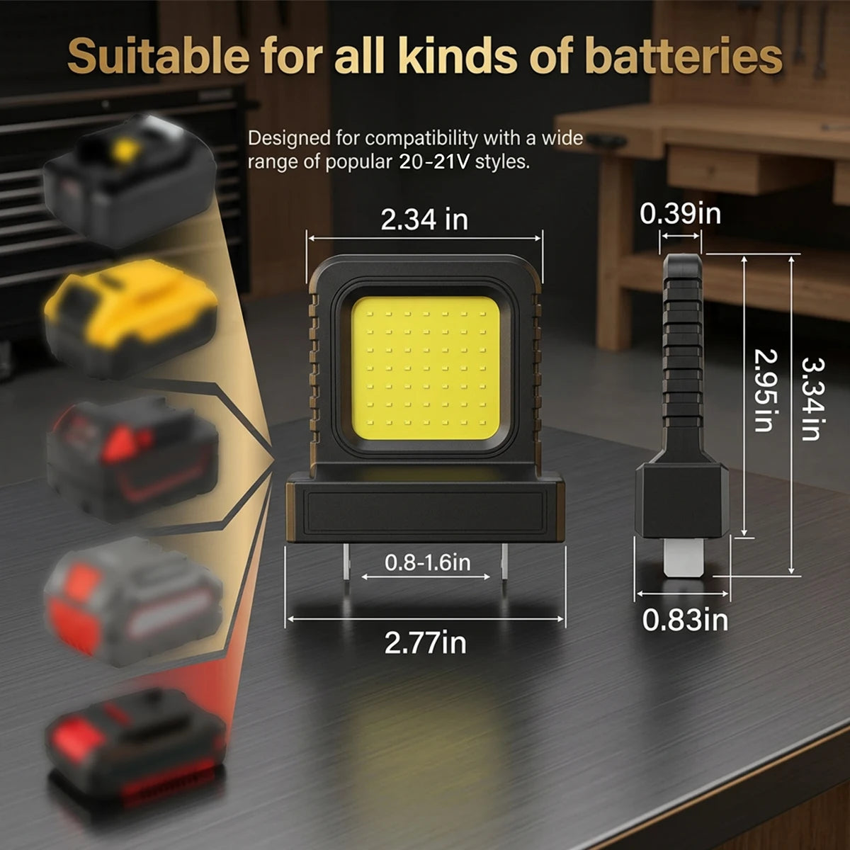 LED Work Light Portable Long-Lasting Strong Light for Super Bright Night Work Light 21V Li-ion Battery Power Tool for Car Repair