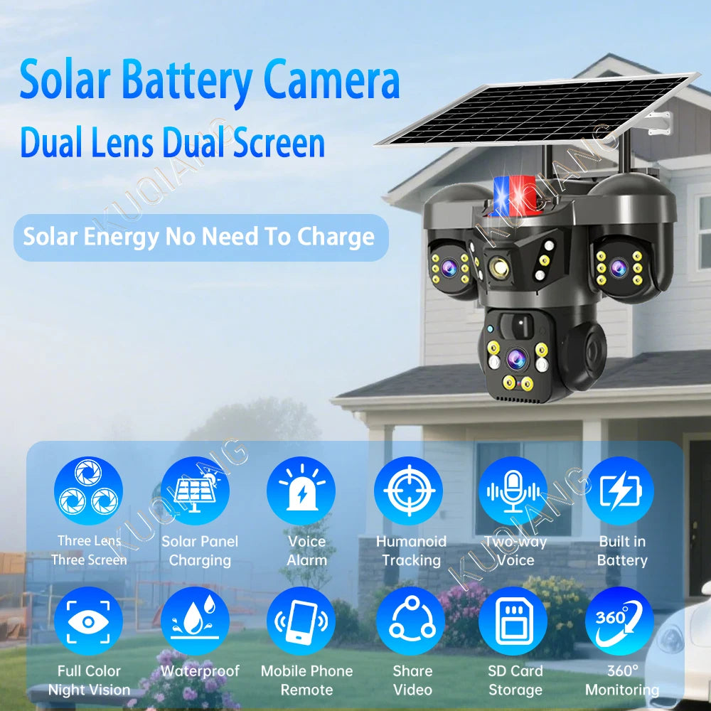 15MP Triple Lens Solar Security Camera with 360° Tracking