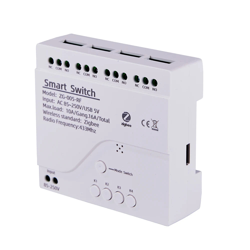 4CH Zigbee Tuya Smart Home Relay Module 85-250V Relay AC DC 7-32V 85-250V Works Alexa Google Assistant Smart Light Switch 