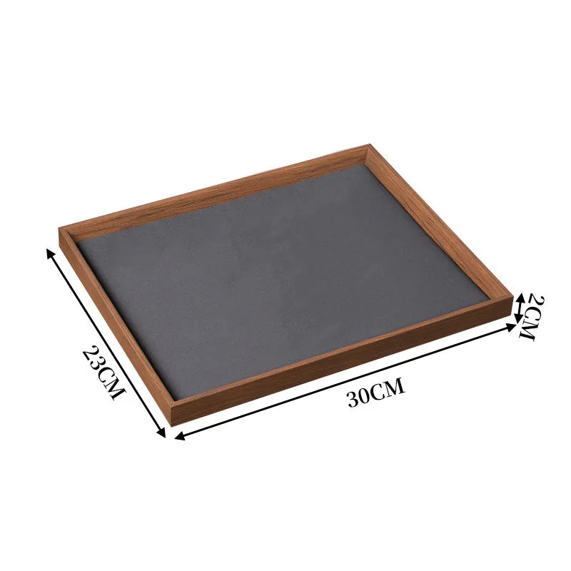 Wooden Jewellery Display Tray with Faux Suede Lining