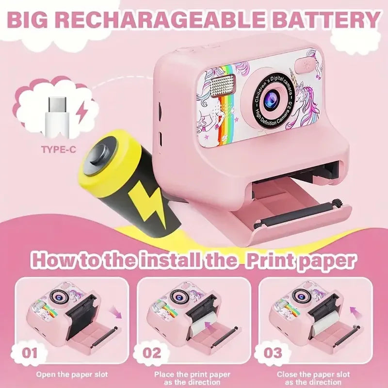 Kids Thermal Instant-Print Camera - Colour Options