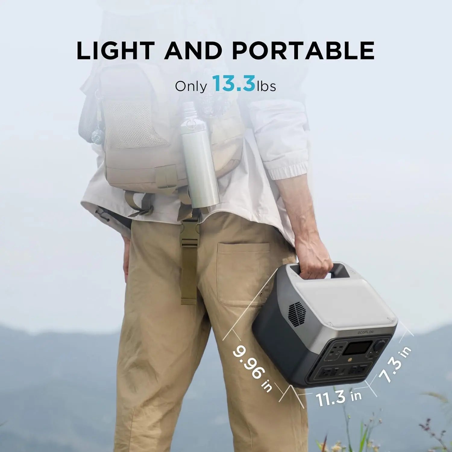 ECOFLOW Portable Power Station RIVER 2 Max 500 with Bag, 499Wh LiFePO4 Battery/ 1 Hour Fast Charging, Up To 1000W Output