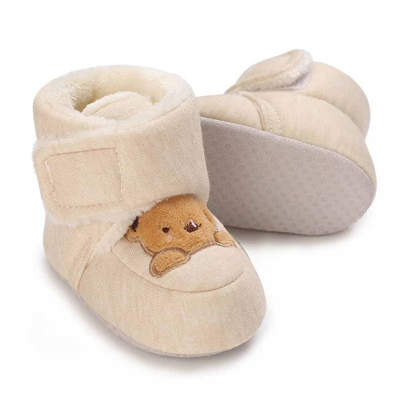Cute Bear Baby Shoes Soft Plush Winter First Walkers