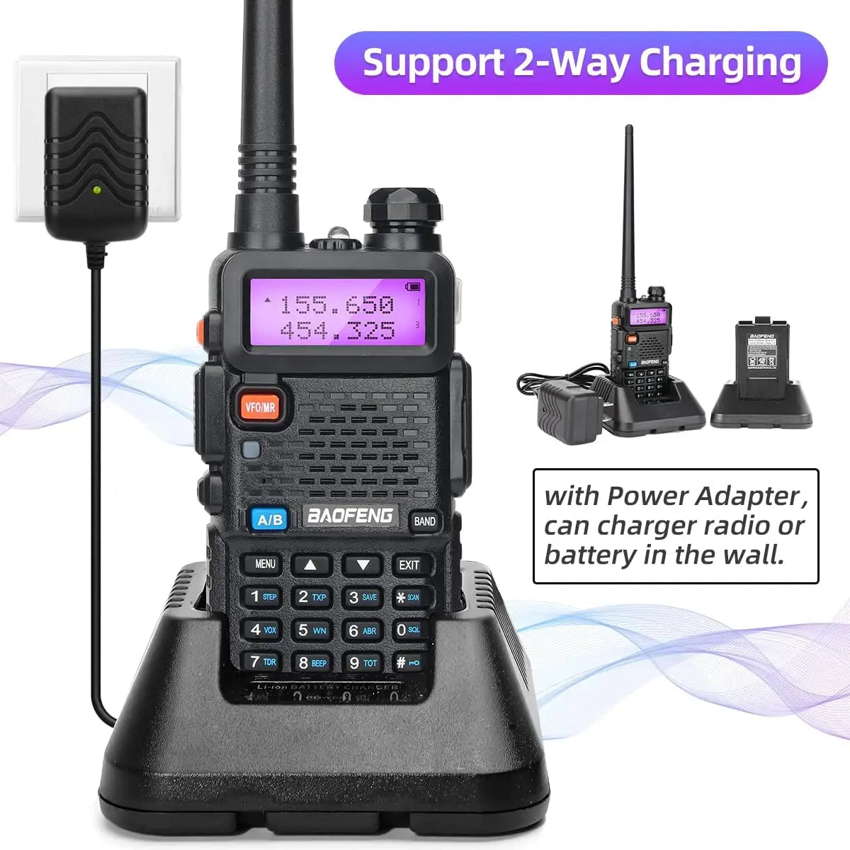 1/2PCS BaoFeng UV-5R 8W Tri-Power Walkie Talkie High Power Dual Band Long Range 128 CH Portable Handheld UV 5R Ham Two Way Radio 