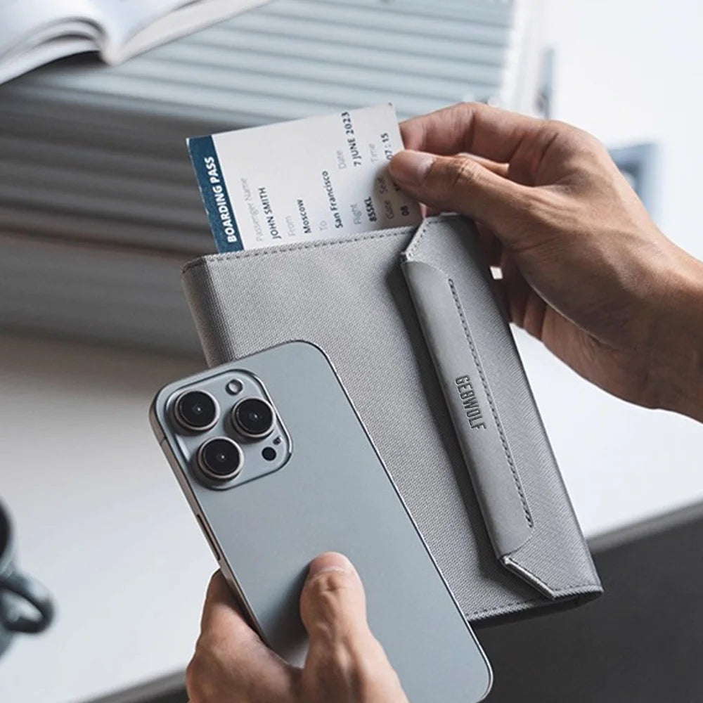 Passport Holder with Magnetic Closure and SIM Slot
