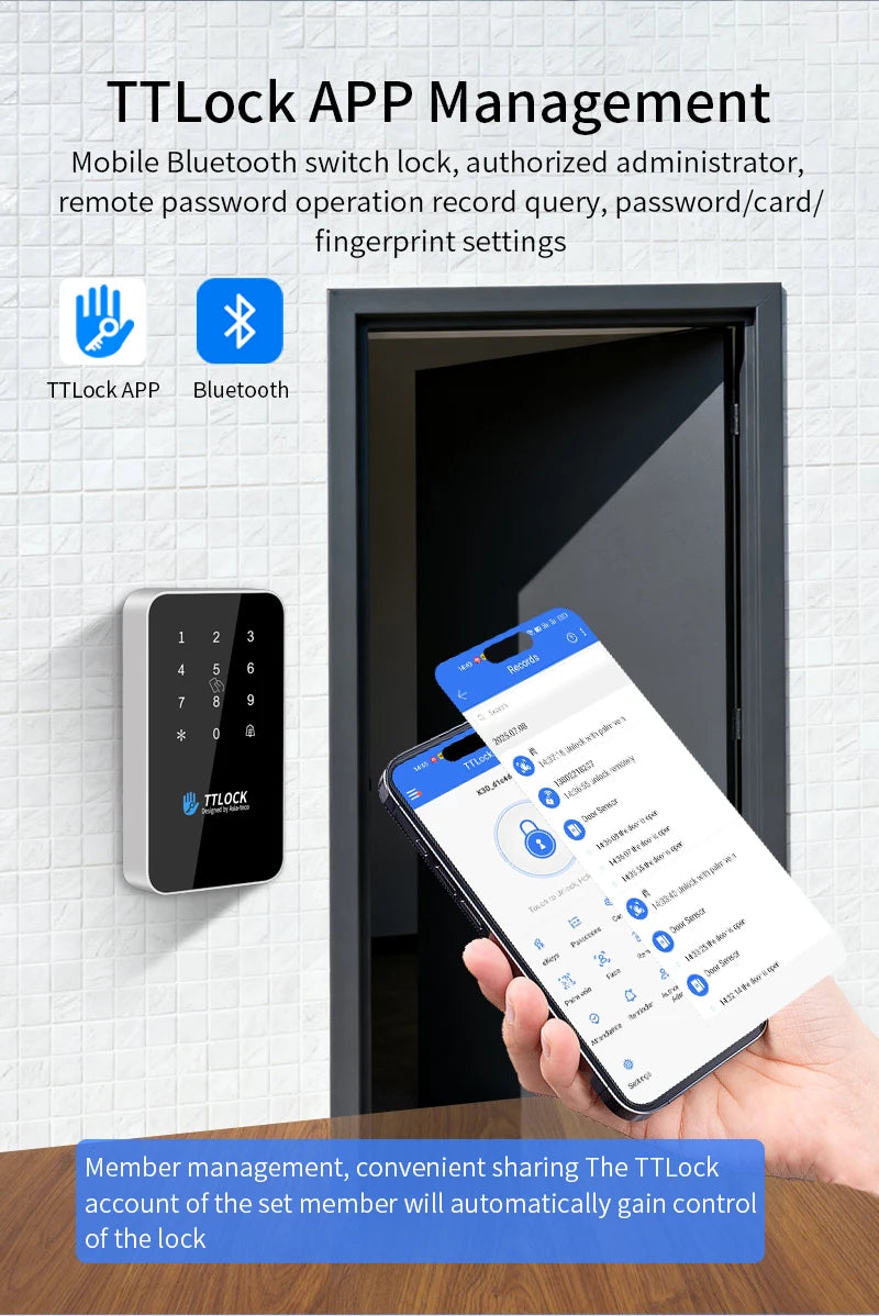 BSTUOKEY Étanche IP67 Serrure intelligente TTlock Contrôle d’accès Clavier Extérieur Empreinte Digitale Mot de passe Bluetooth 13.56MHz Carte App Déverrouiller