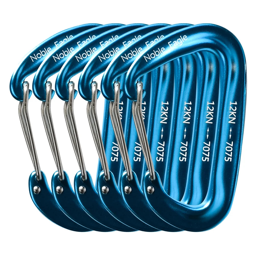 6-Piece 12kN Aluminum D-Ring Carabiner Set