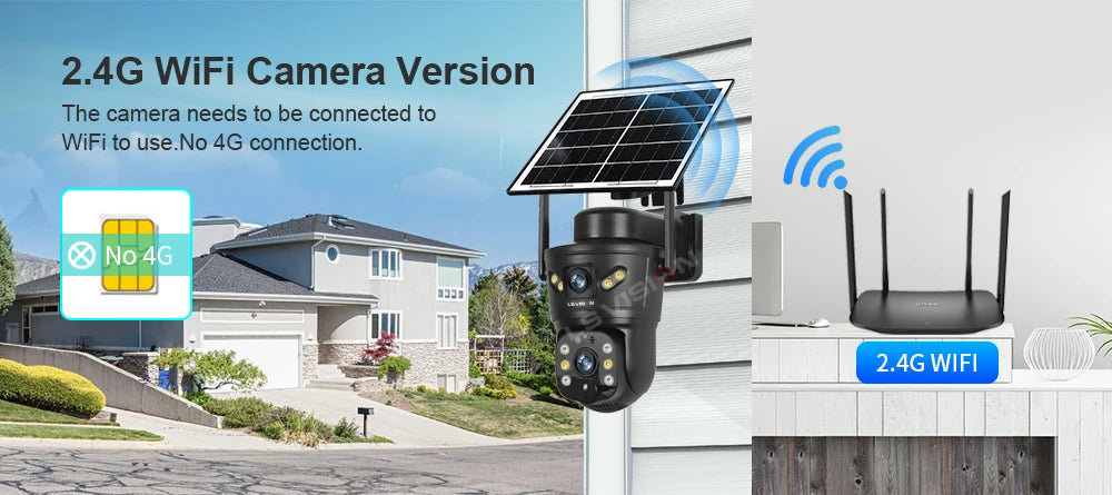 Solar Security Camera 8MP Dual Lens 4G/WiFi PTZ with Night Vision
