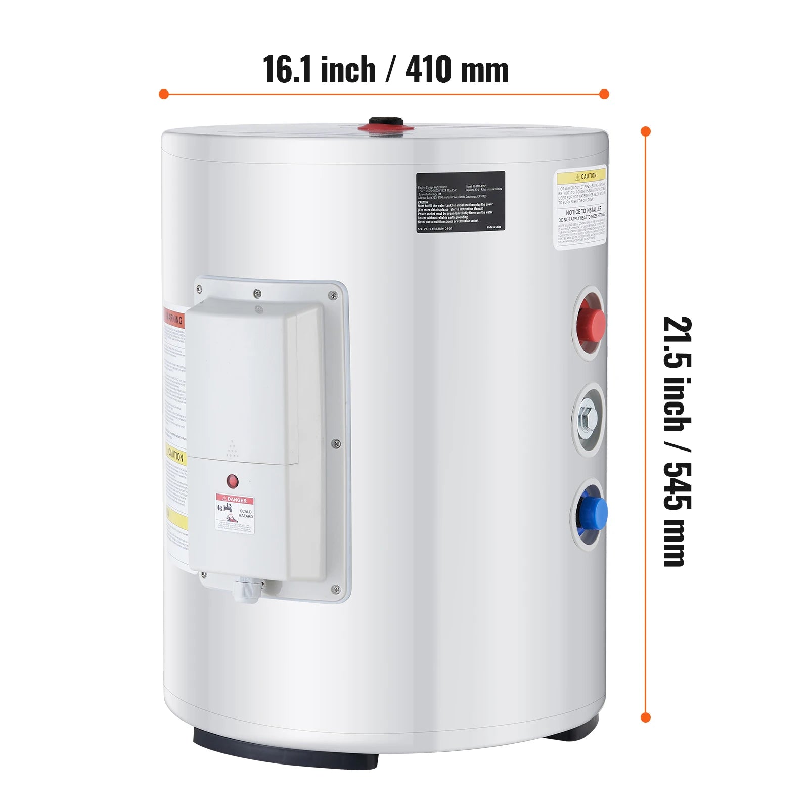 Chauffe-eau électrique 70L avec écran LED et contrôle de la température