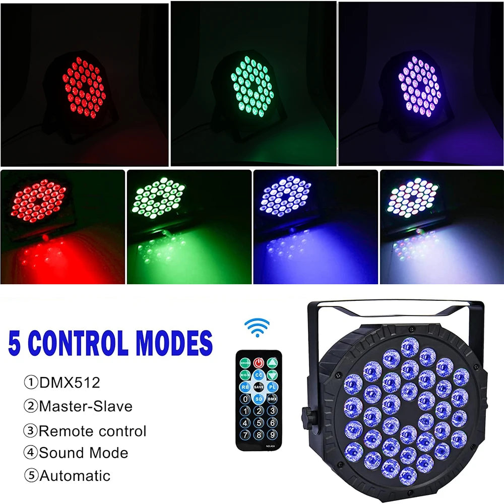 4er-Set 36-LED RGB 3-in-1 DMX512 Stage Par Lights