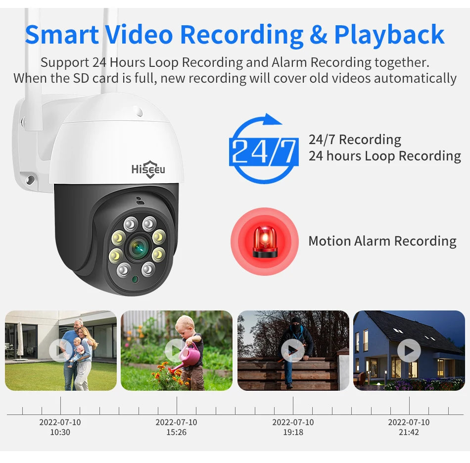 2MP PTZ WiFi Smart Security Camera with Human Detection