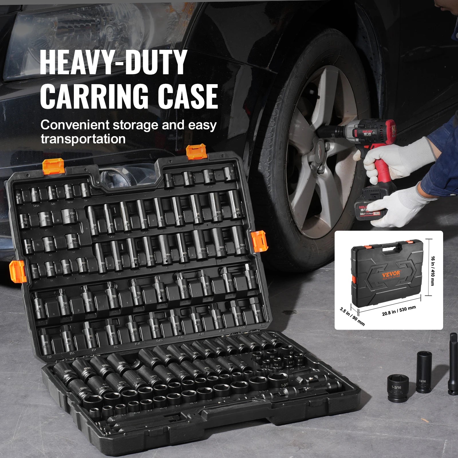 130-Piece Impact Socket Set SAE & Metric with Storage Case