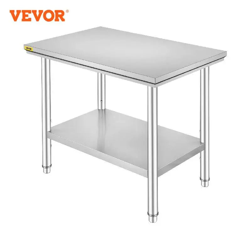 Stainless Steel Kitchen Prep Table with Undershelf, 286–330 lb Capacity