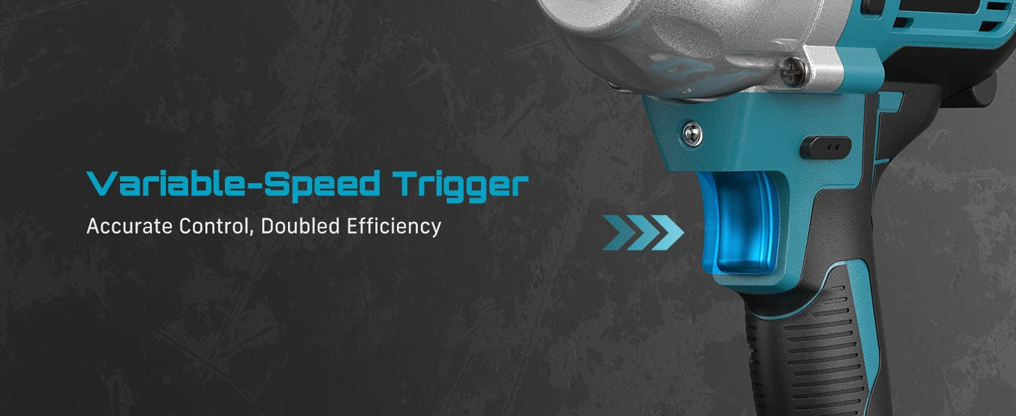 1200N.m Cordless Impact Wrench 1/2 Inch with LED and 6 Sockets