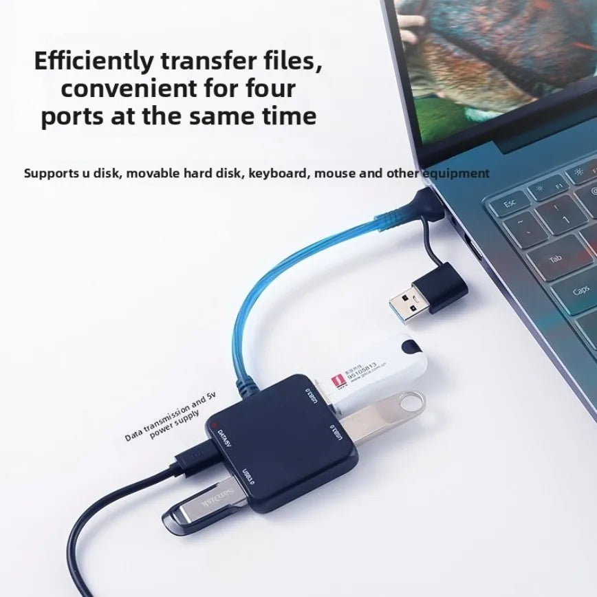 USB-Hub mit vier Anschlüssen, verschiedene USB-A-/USB-C-Optionen