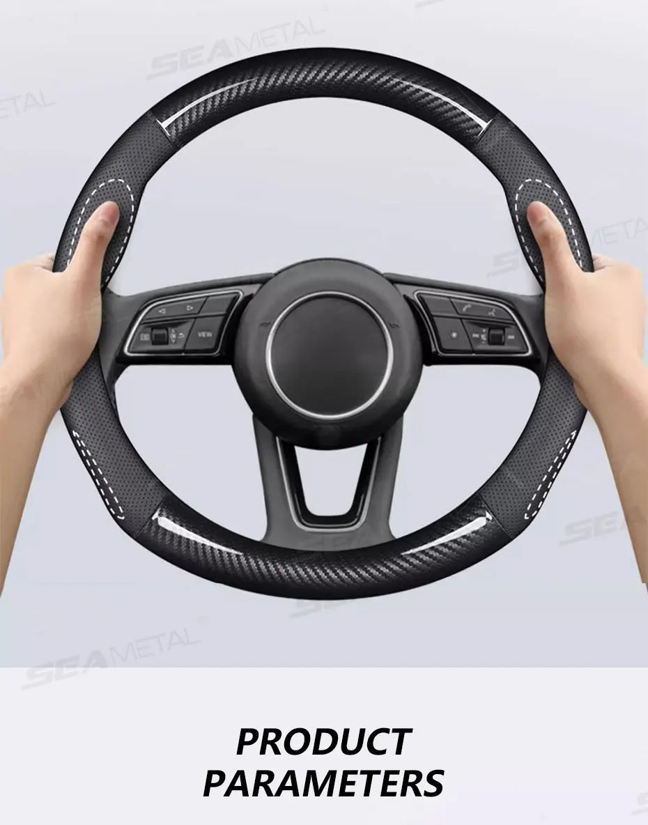 SEAMETAL Heavy-Duty Car Steering Wheel Cover Universal Steer Wheel Protector for 37-39cm Breathable Anti-Slip Protection Cover
