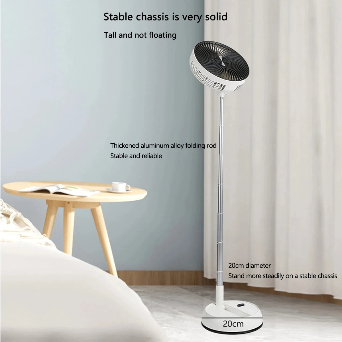 Portable Oscillating Standing Fan with Remote Controller Foldable Desk Fan Rechargeable Battery Powered Pedestal Fan for Camping 