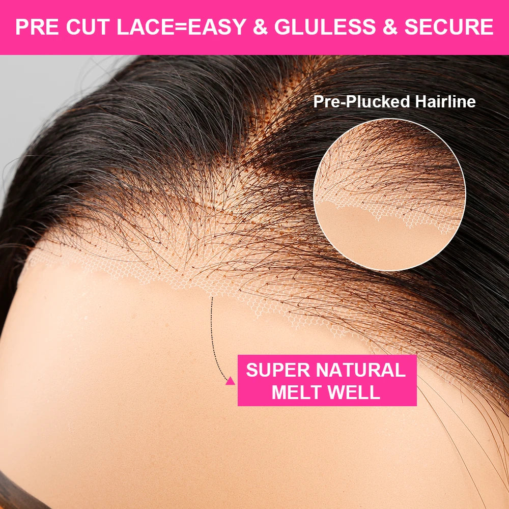 250% Density Brazilian Bone Straight Glueless HD Lace Wig