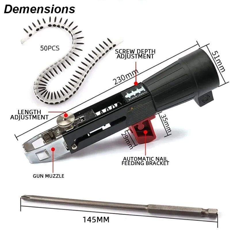 Auto-Feed Screwdriver Attachment for Compatible Drills