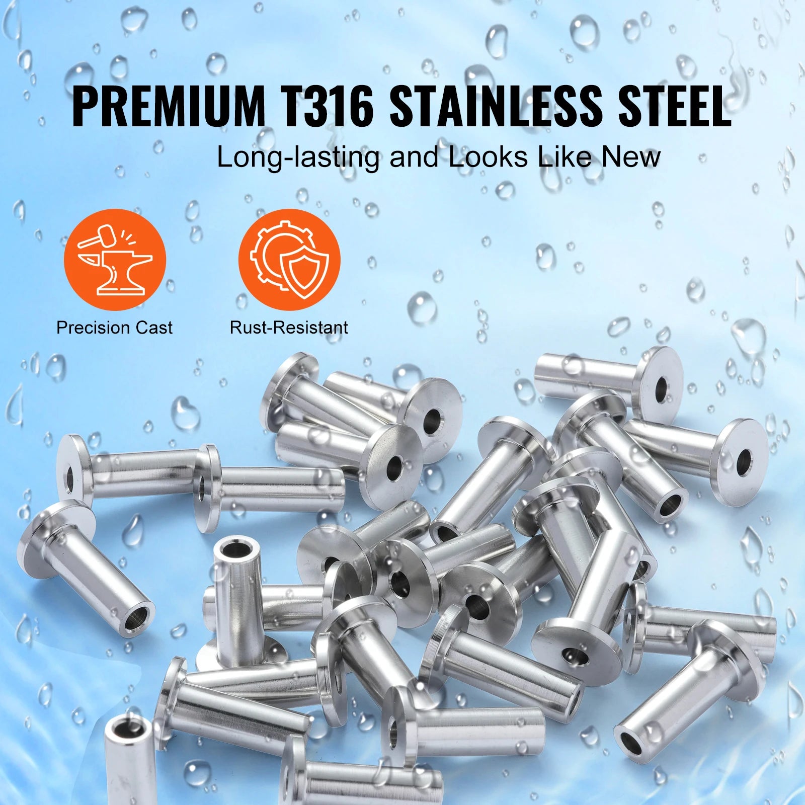 SucceBuy 121/81/101 pack T316 nerezové ochranné návleky pro kabel z ocelového lanového ráhla o průměru 1/8" nebo 3/16"